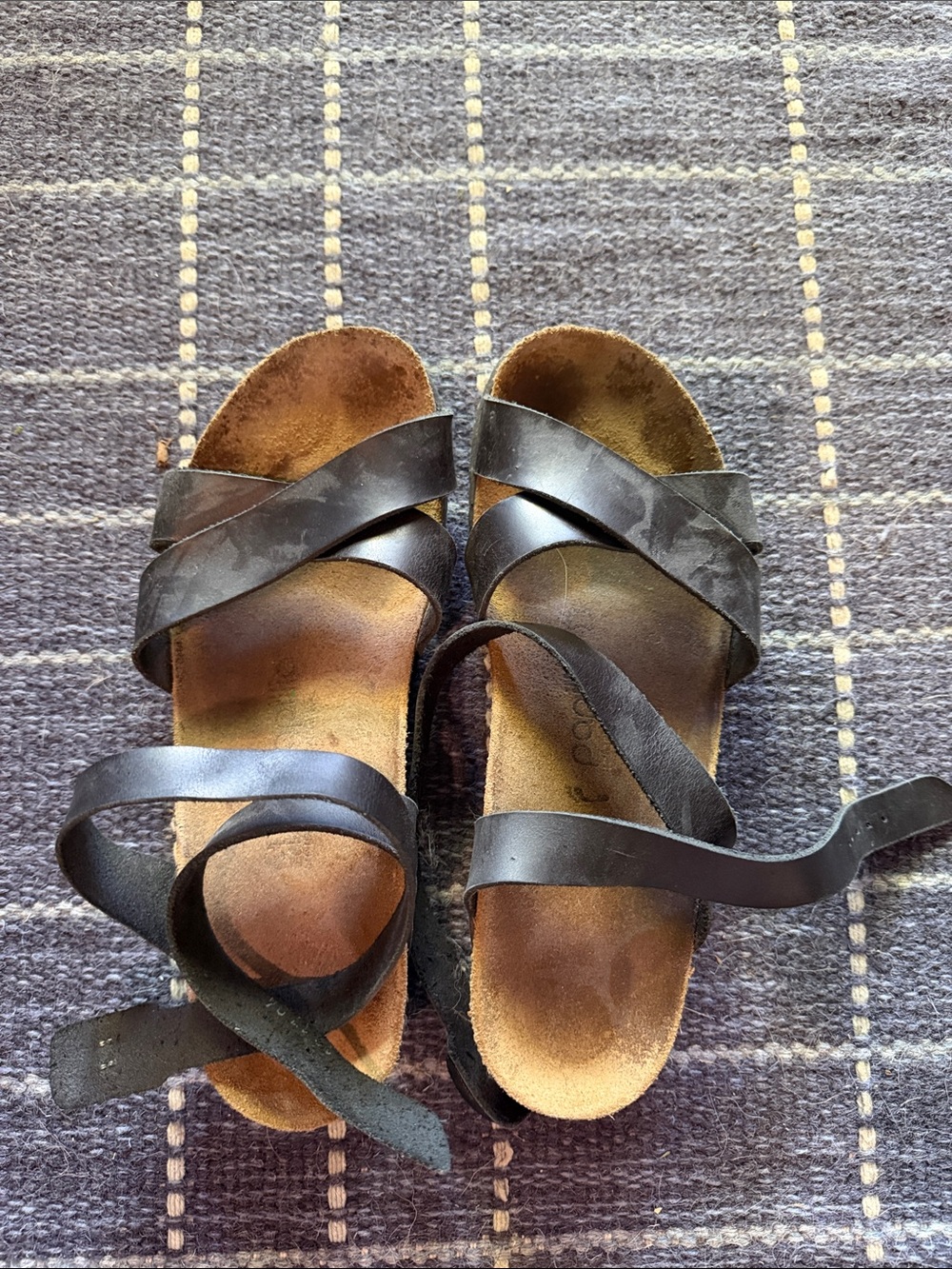 Women’s Black Leather Wrap Sandals with Crisscross Straps